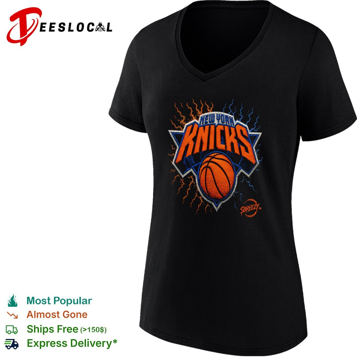 New York Knicks sbreezy basketball lightning shirt