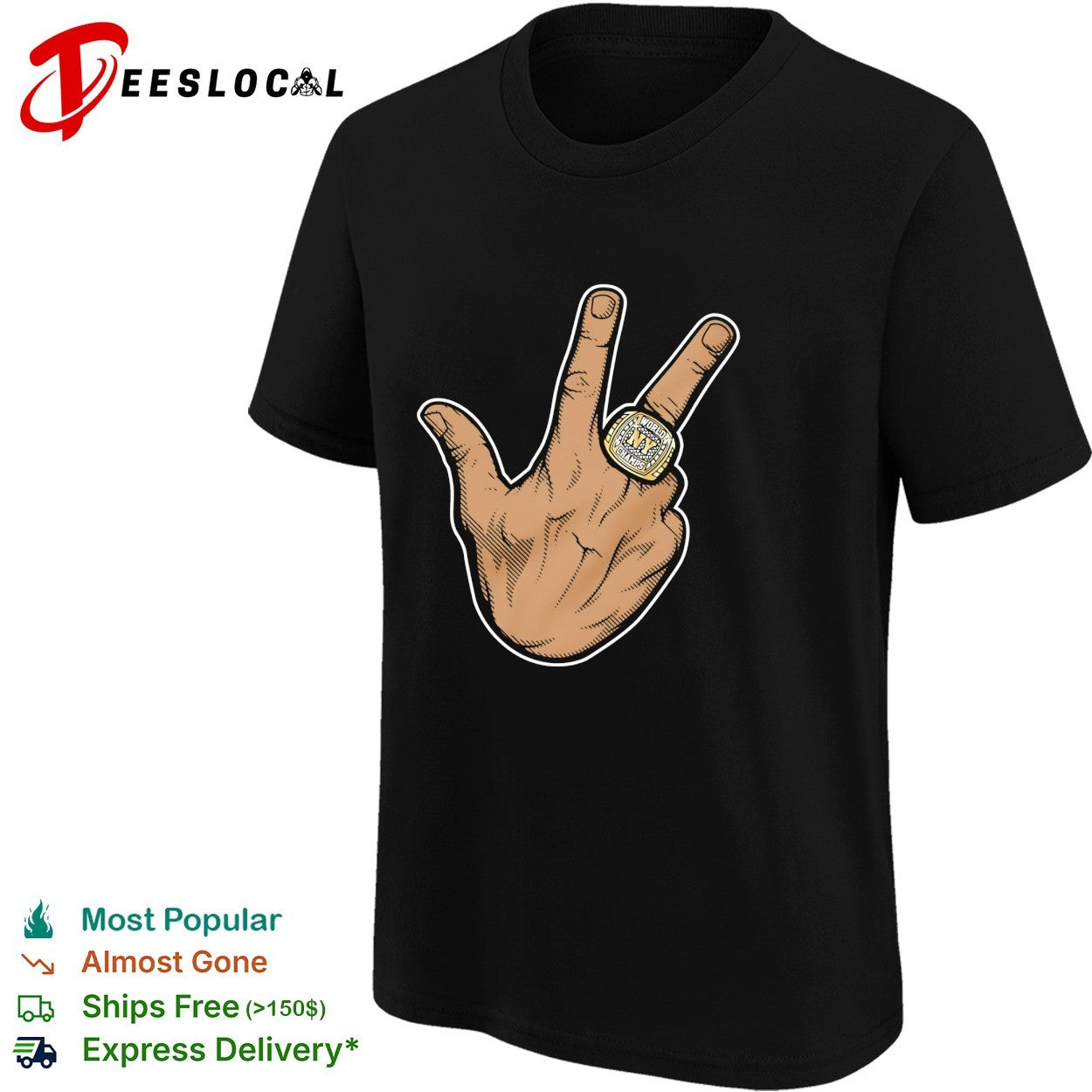 New York Knicks three point hand Championship ring close up photo graphic shirt