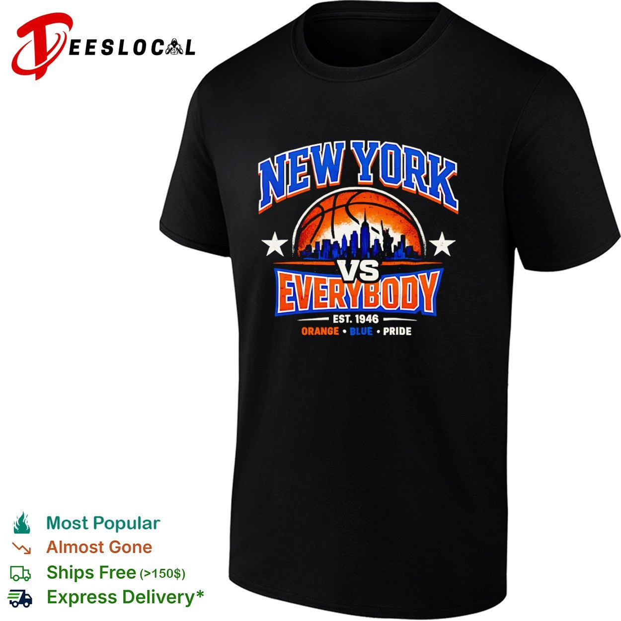 New York Knicks vs Everybody est 1946 Basketball City Skyline shirt