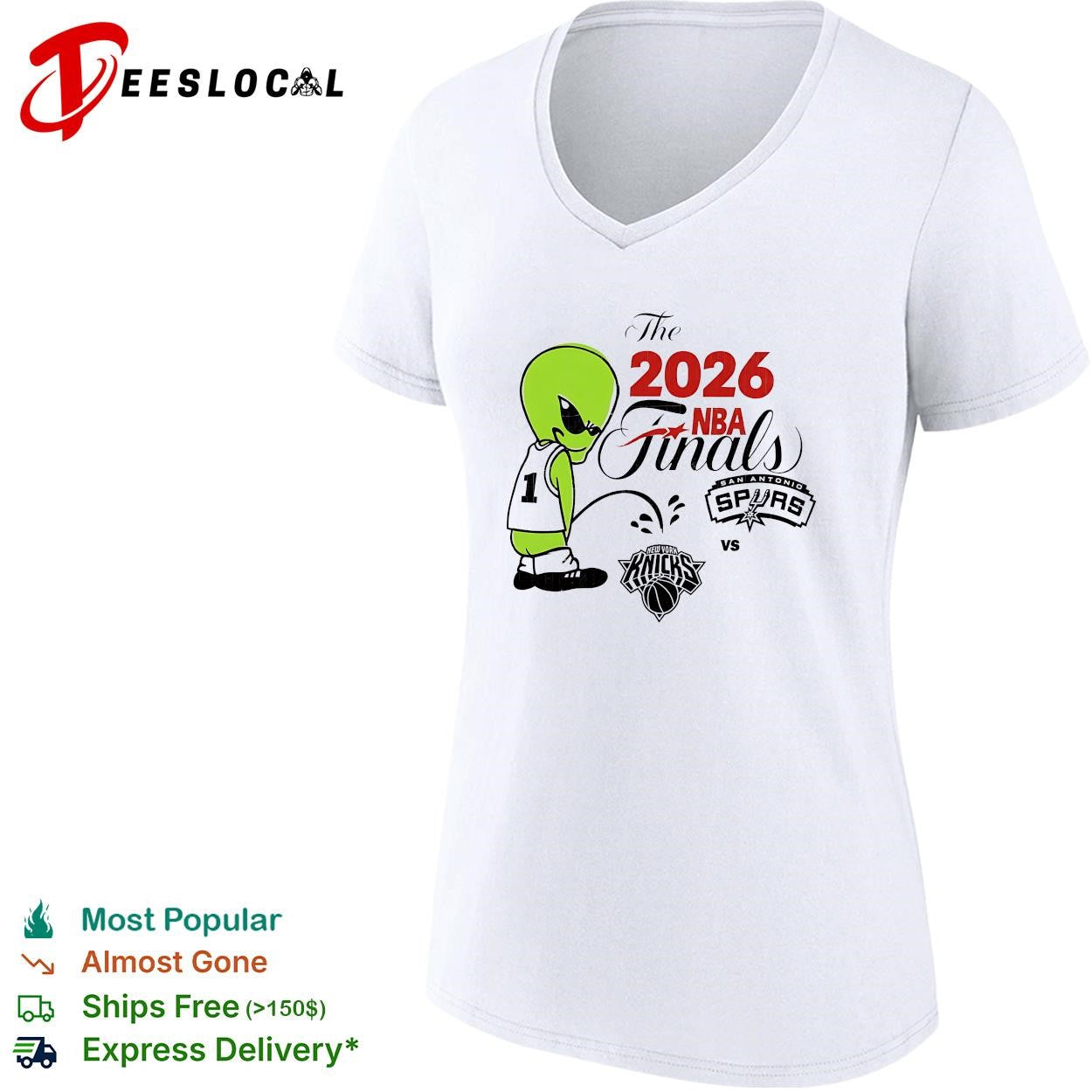 New York Knicks vs San Antonio Spurs 2026 NBA Finals alien Tunes parody shirt