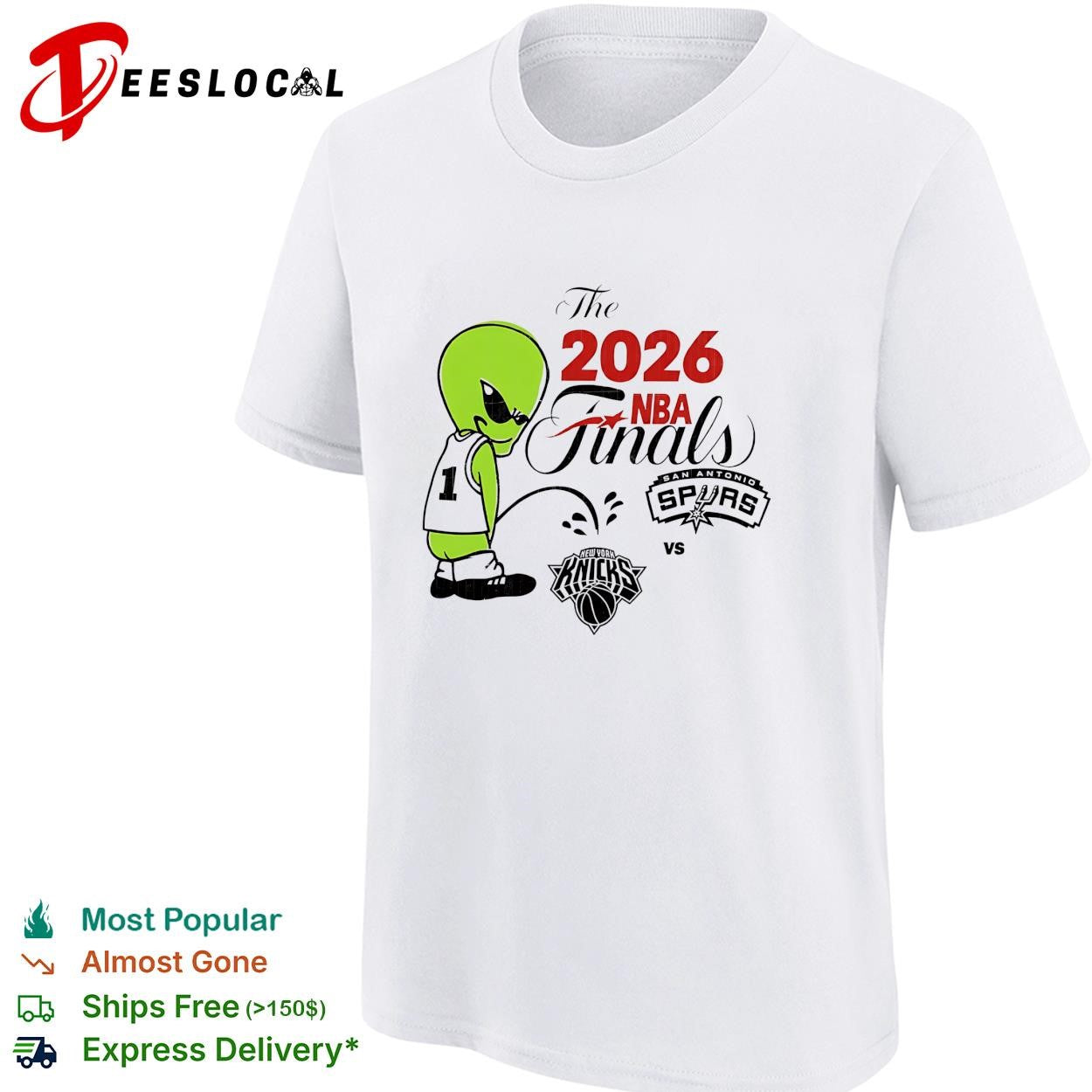 New York Knicks vs San Antonio Spurs 2026 NBA Finals alien Tunes parody shirt