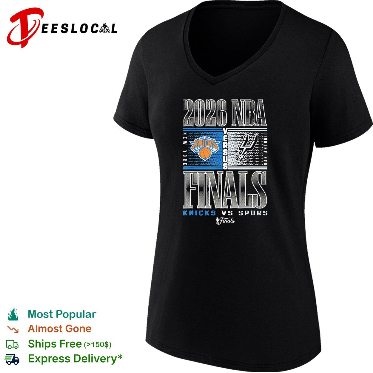 New York Knicks vs San Antonio Spurs 2026 NBA Finals commemorative team fan shirt