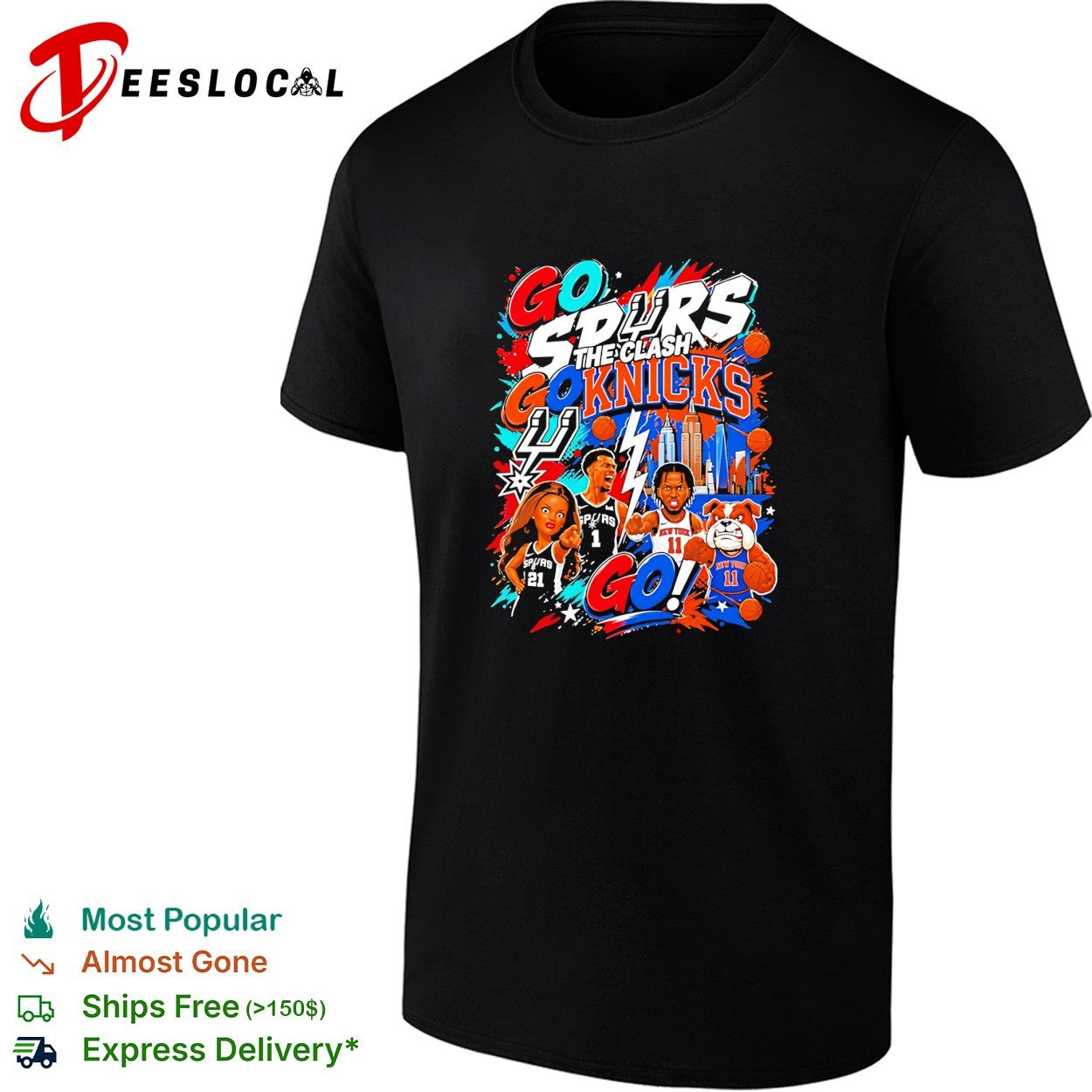 New York Knicks vs San Antonio Spurs Go Spurs Go Knicks The Clash Basketball 2026 shirt