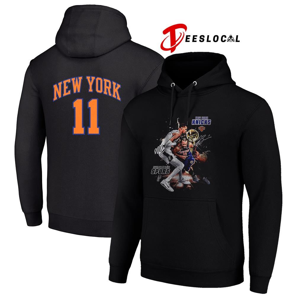 New York Knicks vs San Antonio Spurs name and number graphic signature shirt