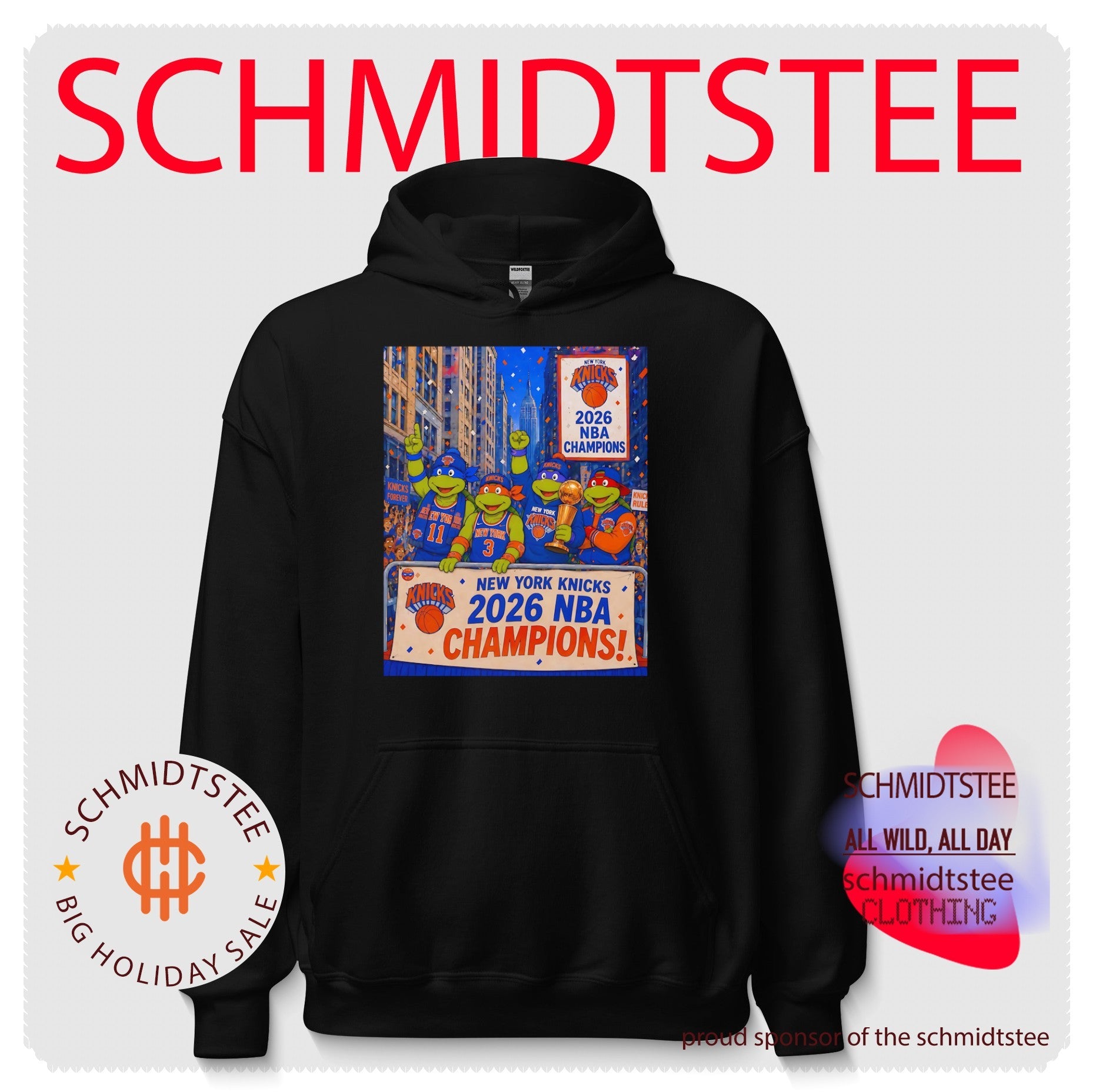 New York Knicks x the Teenage Mutant Ninja Turtles 2026 NBA Champions illustration shirt