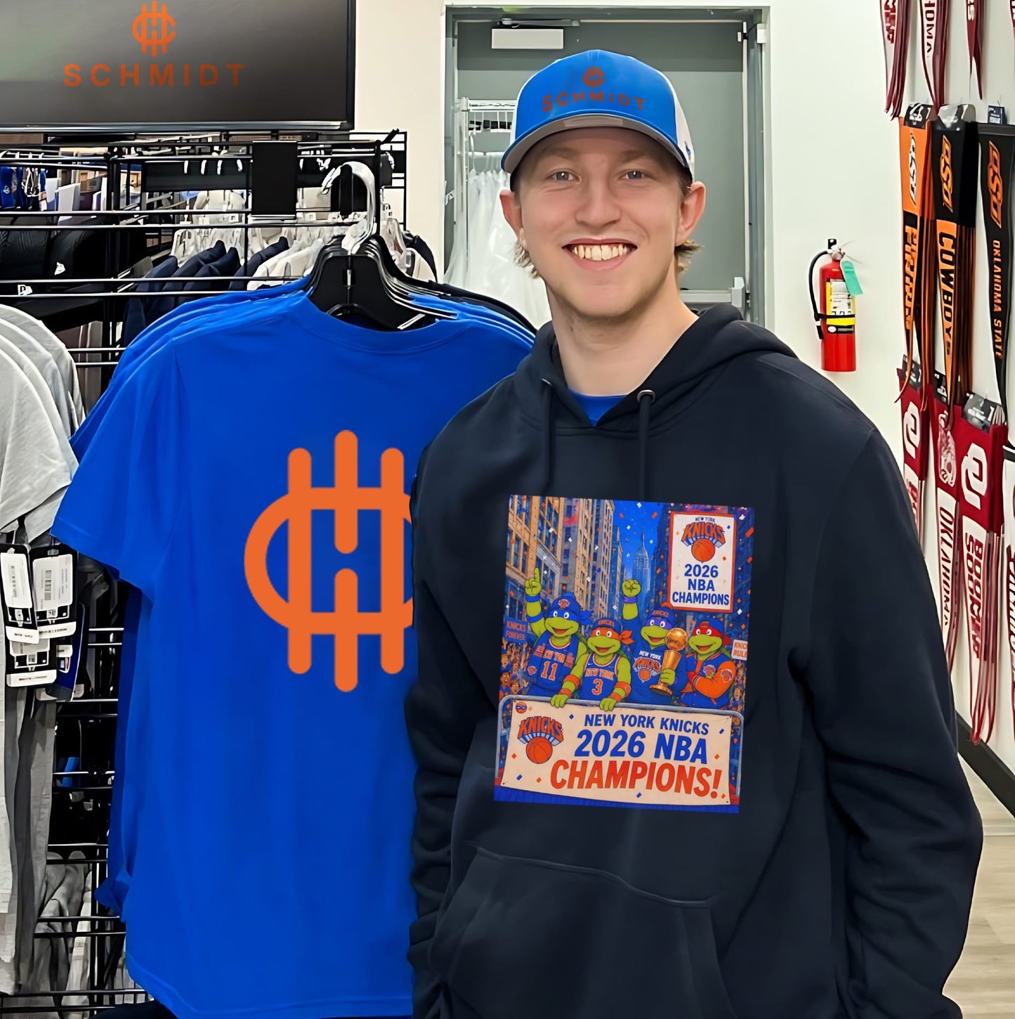 New York Knicks x the Teenage Mutant Ninja Turtles 2026 NBA Champions illustration shirt