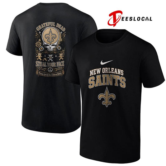 NewOrleansSaintsxGratefulDeadstealyourfacepeacelovelogoshirt