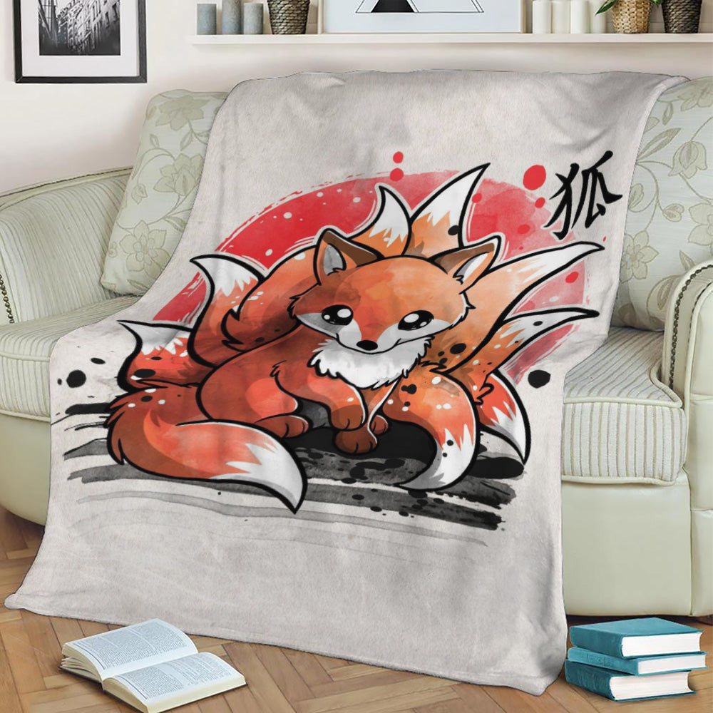 Nine tailed fox Fleece Throw Blanket