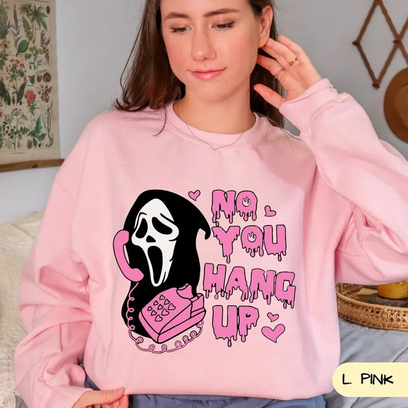 No You Hang Up Ghostface Valentine Shirt Halloween Funny Couple Funny Valentine Shirt Funny Ghostface T-Shirts