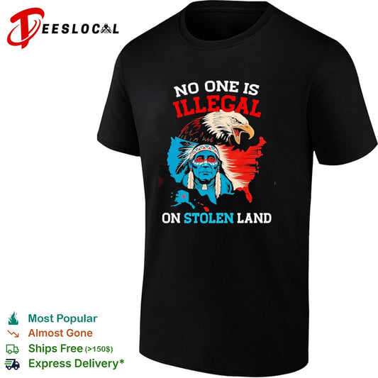No one is illegal on stolen land Indigenous American eagle shirt