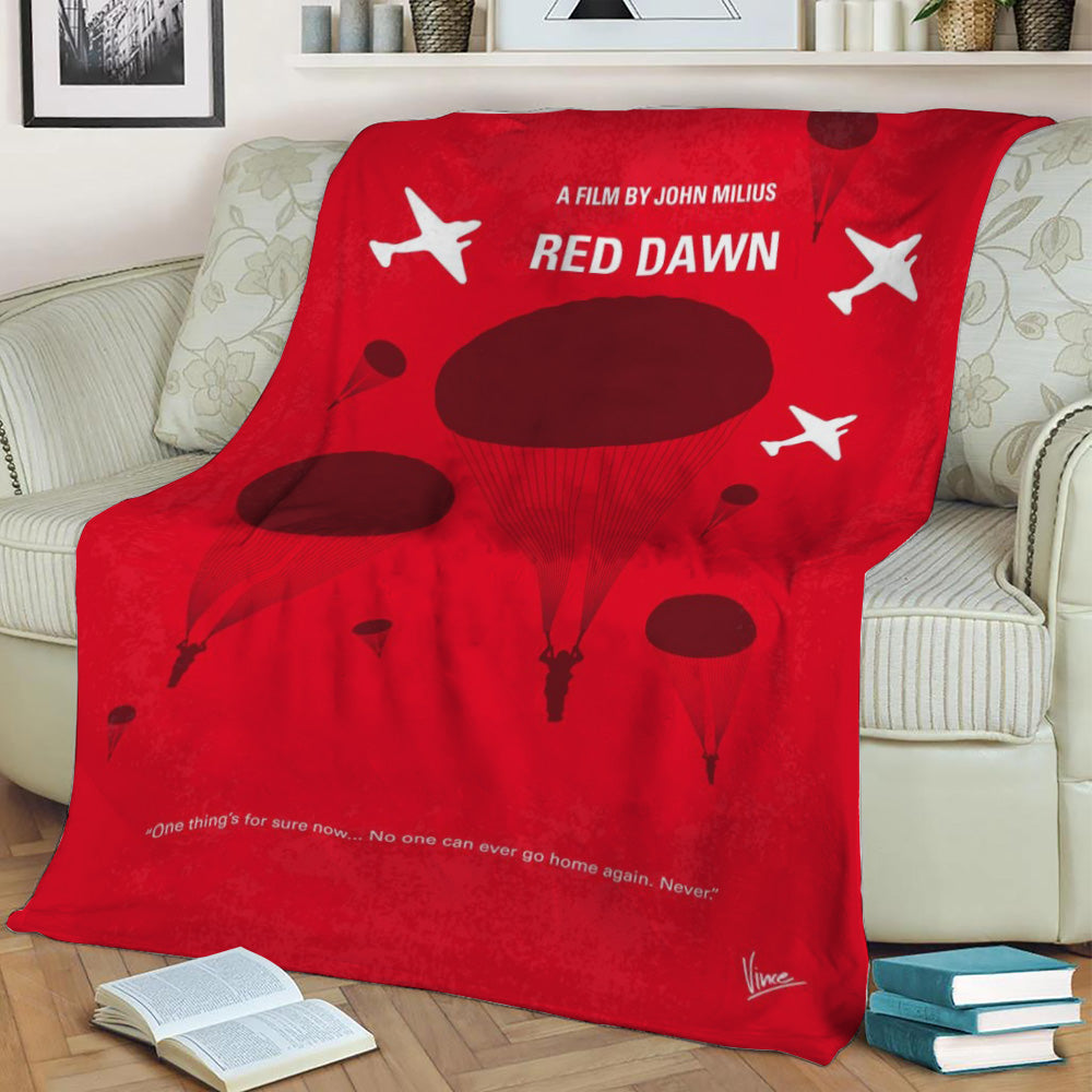 No1018 My Red Dawn minimal Fleece Throw Blanket