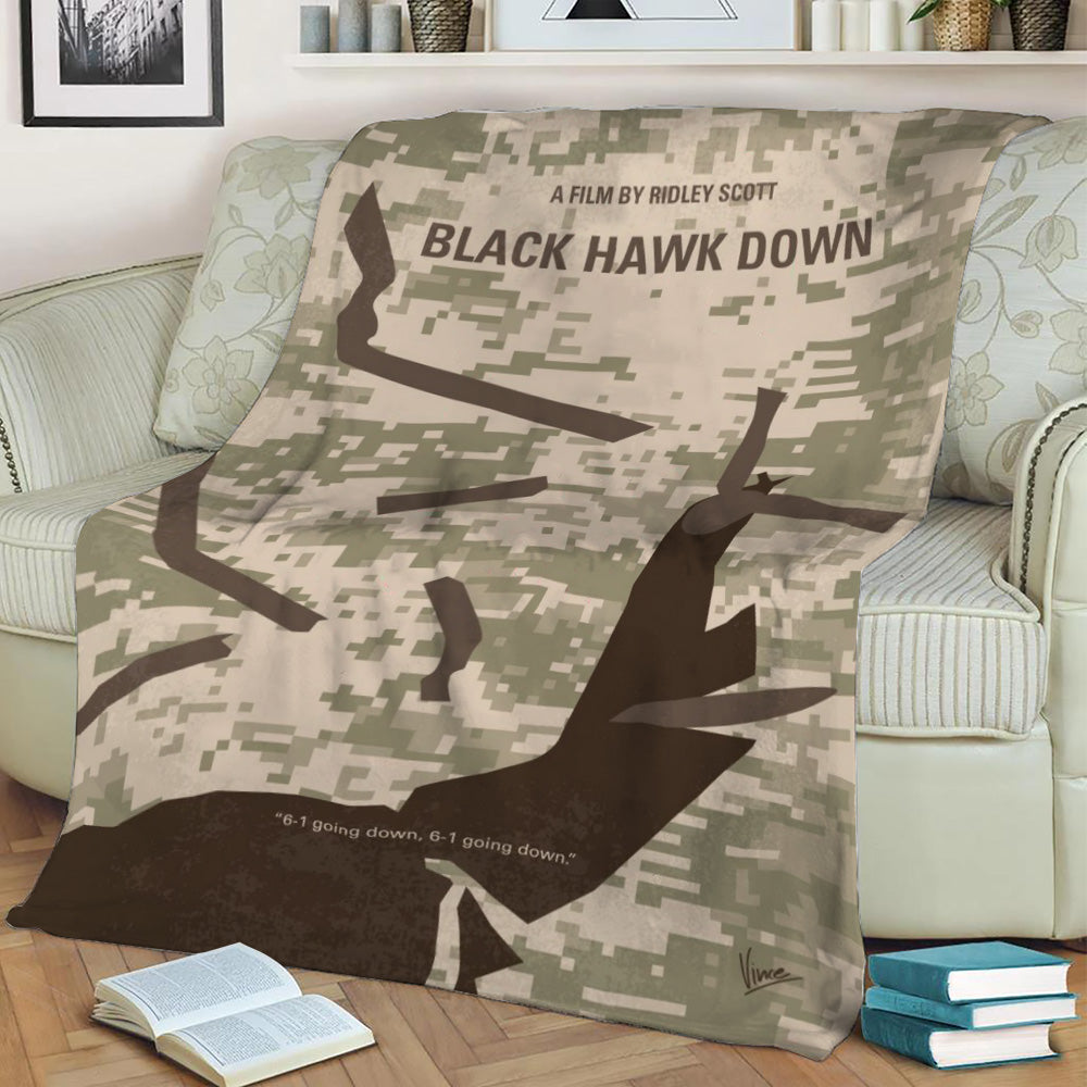 No1076 My Black Hawk Down Fleece Throw Blanket