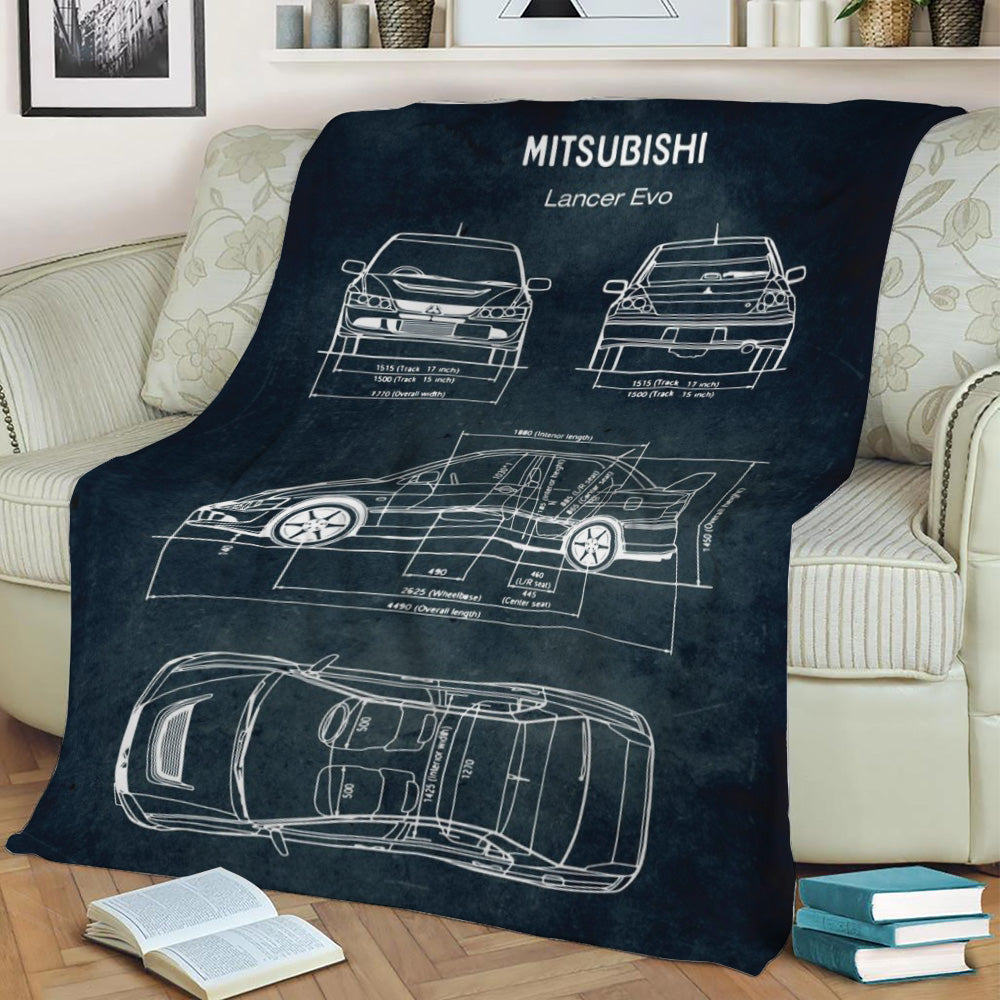No175 Lancer Evo Fleece Throw Blanket
