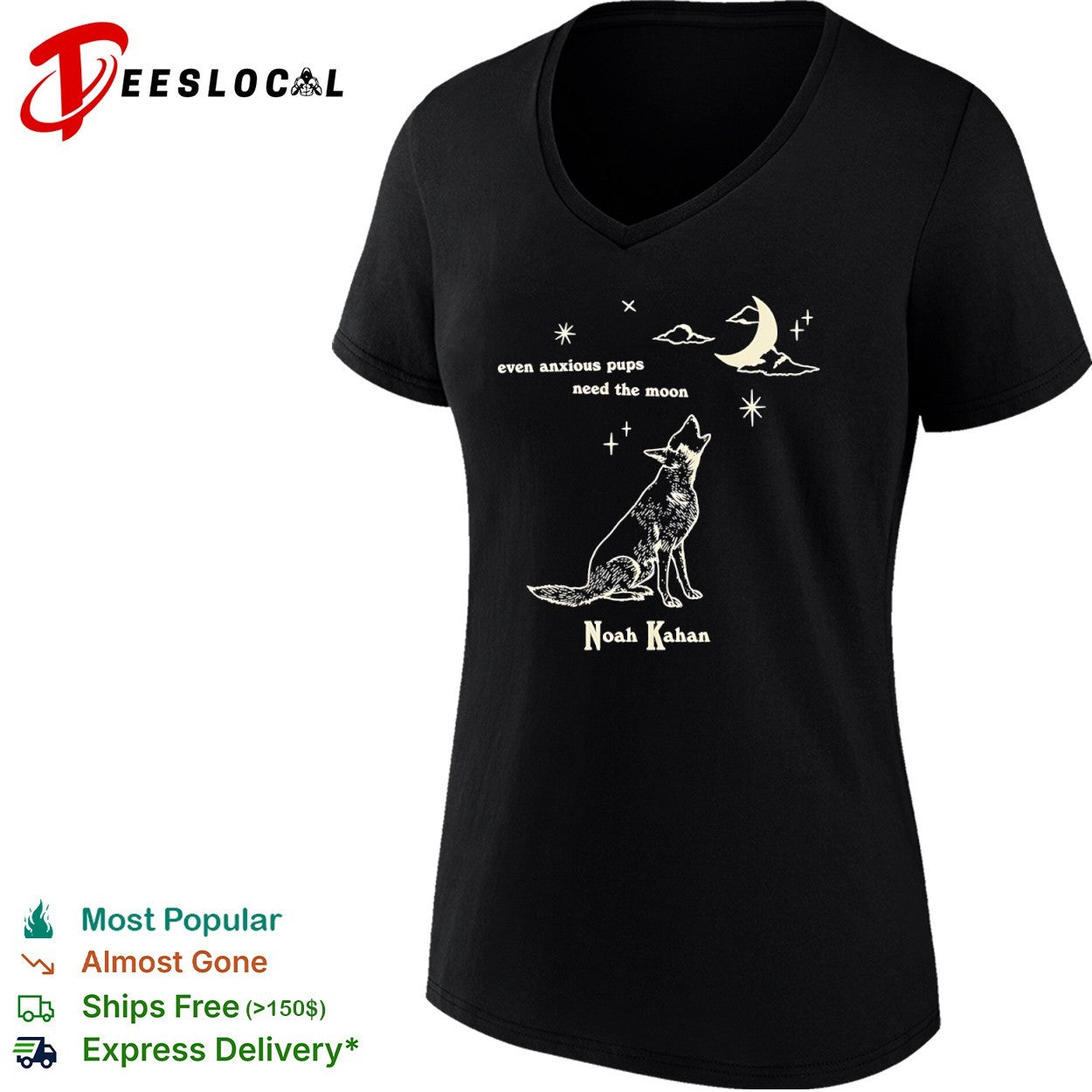 Noah Kahan even anxious pups need the moon howling dog star night sky shirt