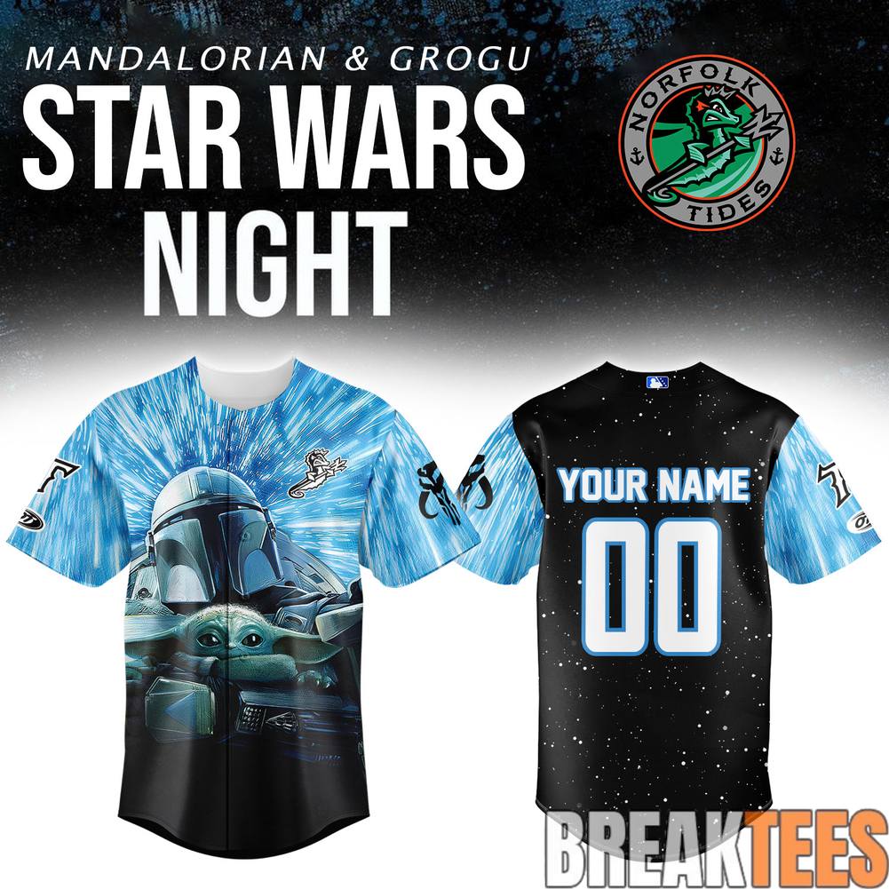 Norfolk Tides x Star Wars Mandalorian Grogu Custom Baseball Jersey