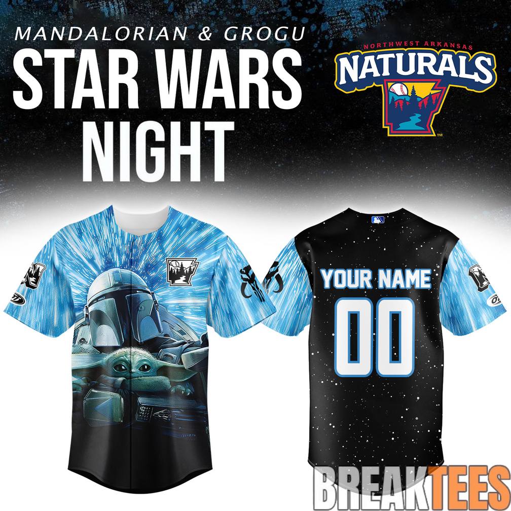 Northwest Arkansas Naturals x Star Wars Night Mandalorian Grogu Custom Baseball Jersey