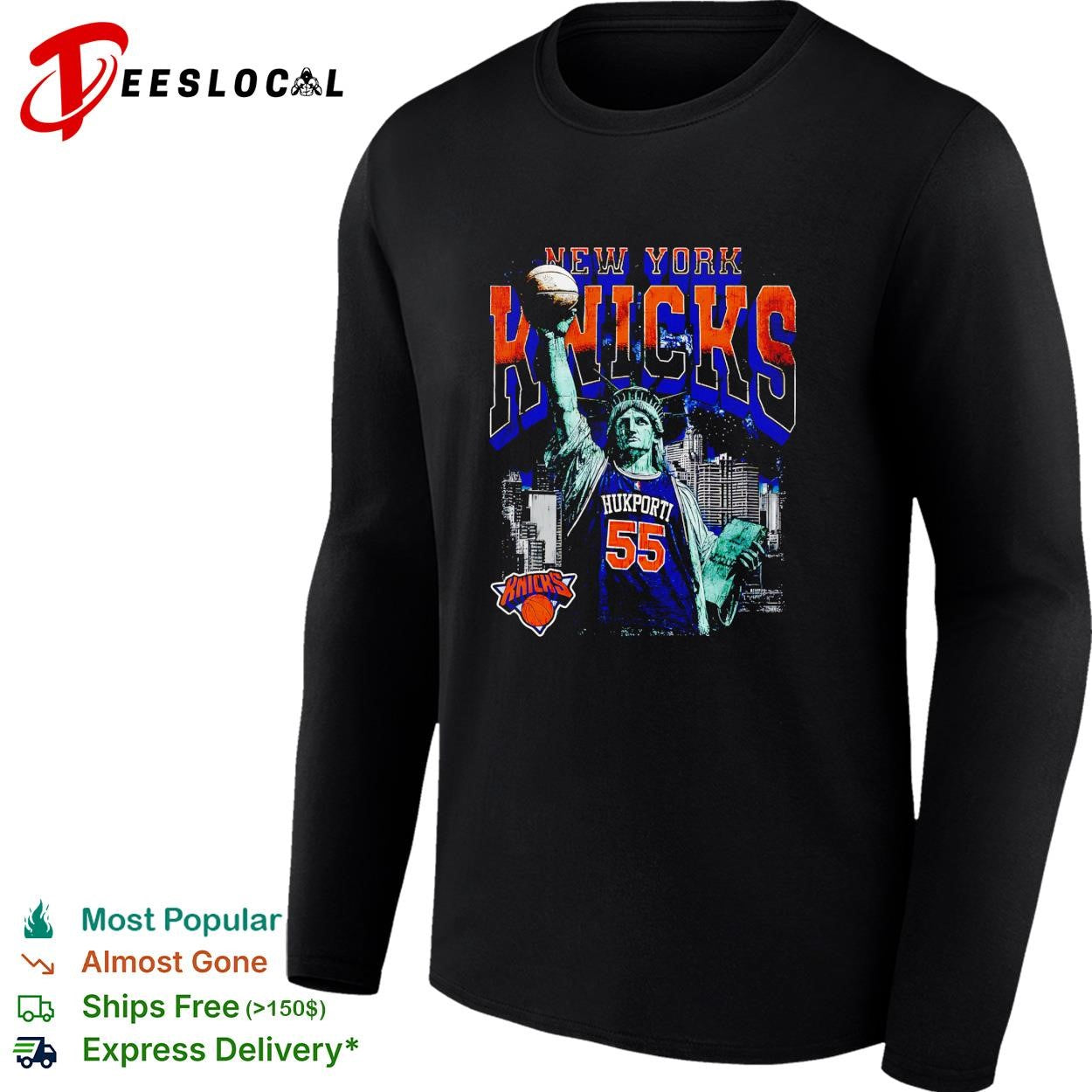 Nukporti 55 New York Knicks Statue of Liberty skyline basketball shirt