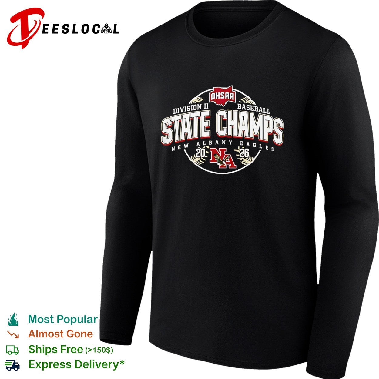 OHSAA Division II Baseball State Champs New Albany Eagles 2026 NA shirt