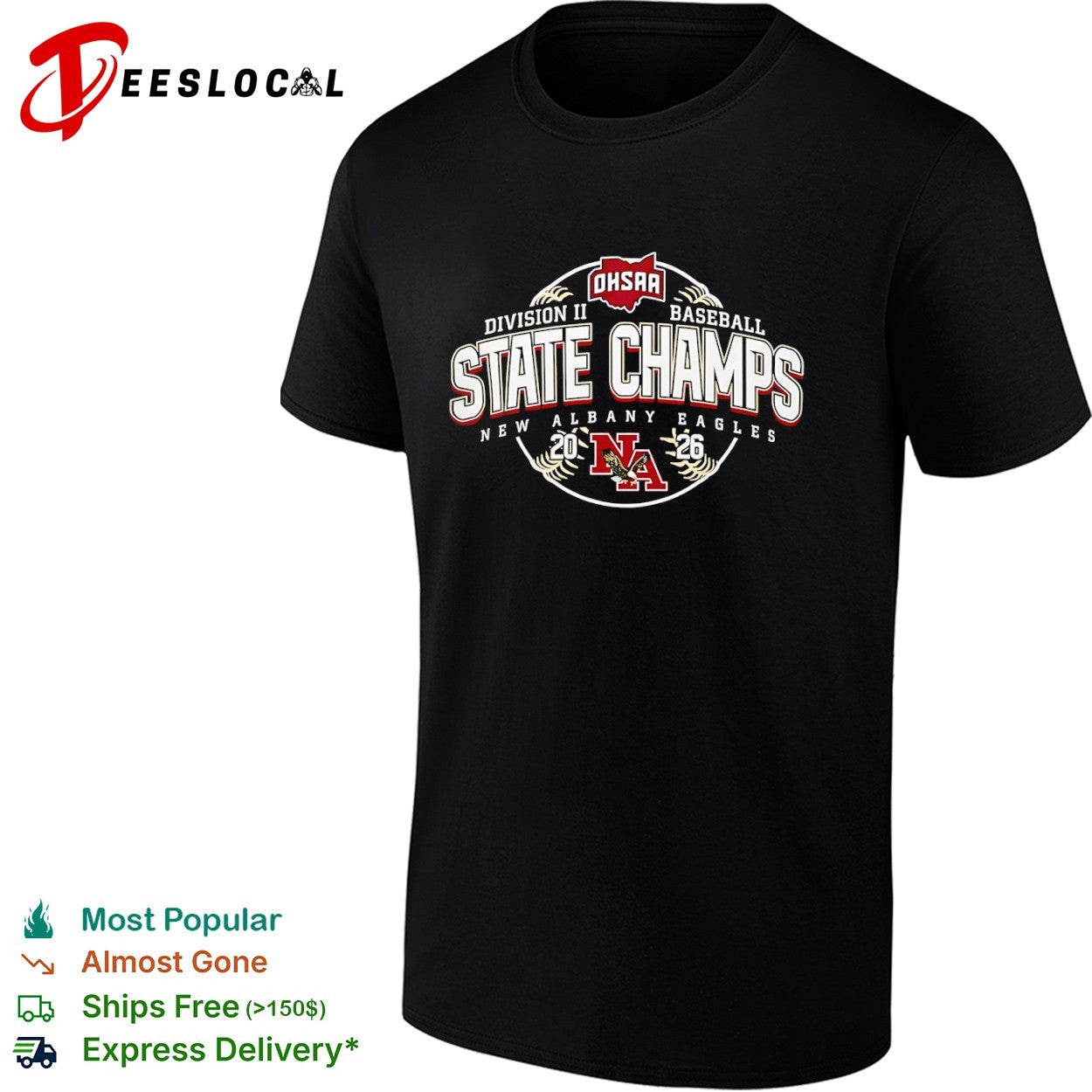 OHSAA Division II Baseball State Champs New Albany Eagles 2026 NA shirt