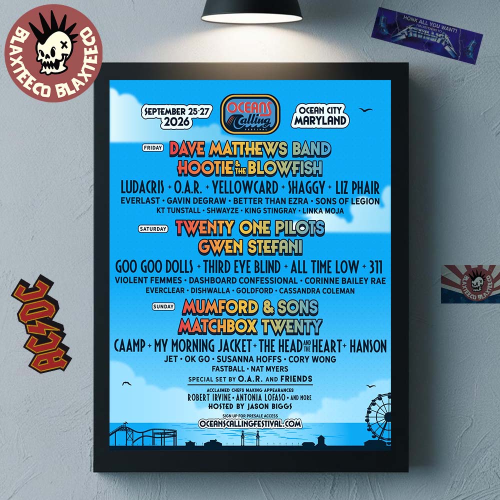 Oceans Calling 2026 Festival Full Lineup In Ocean City Maryland On September 25-27 2026 Home Decor Poster Canvas