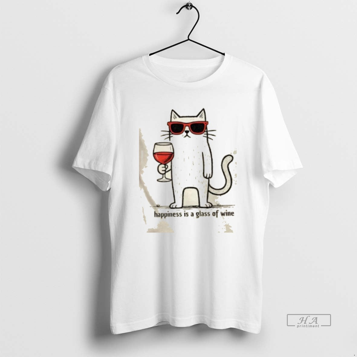 Official Cool Cat Happiness Is A Glass Of Wine