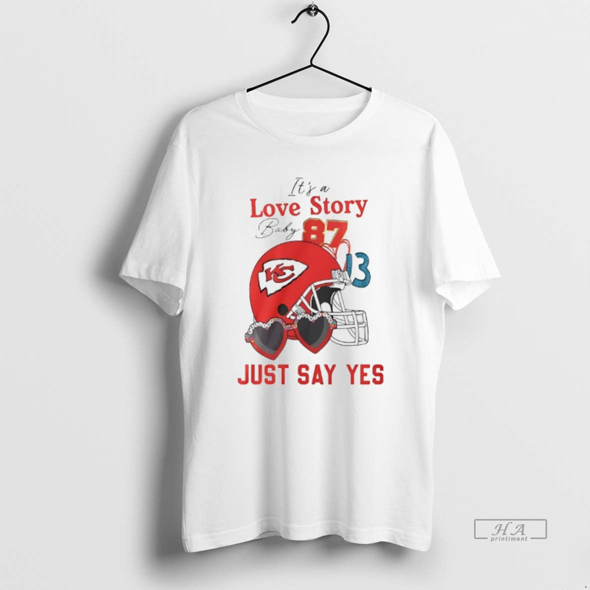 Official Kansas City Chiefs Its A Love Story Baby Just Say Yes Helmet