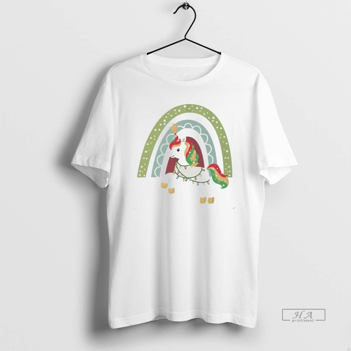 Official Rainbow Lights Unicorn Christmas White