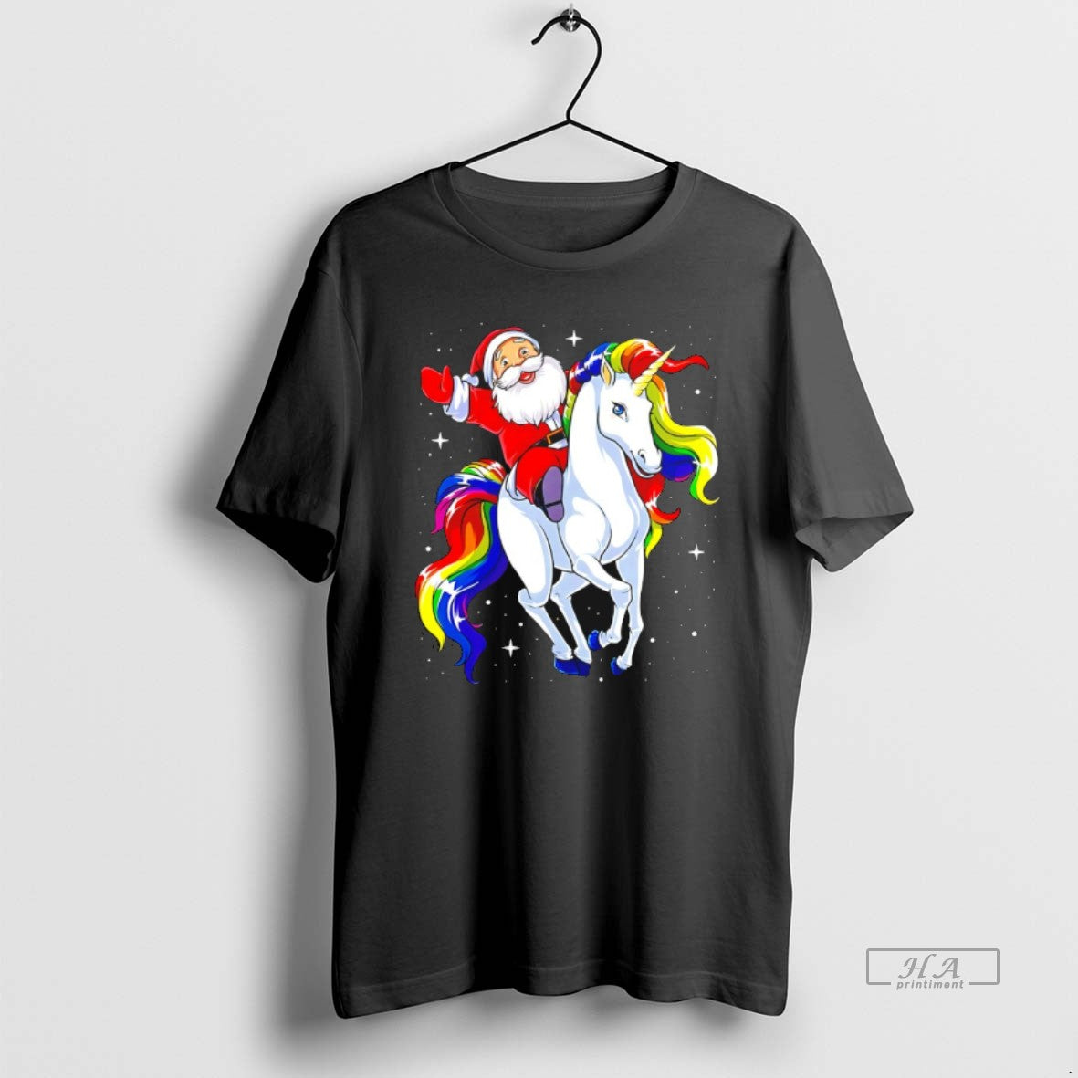 Official Santa Riding Rainbow Unicorn Galaxy Christmas