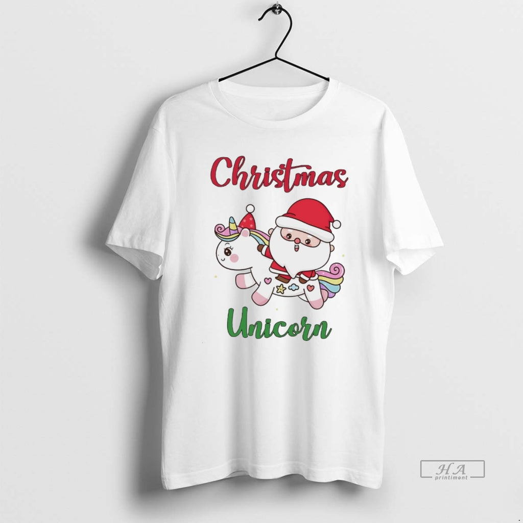 Official Santa Riding Unicorn Cute Christmas White