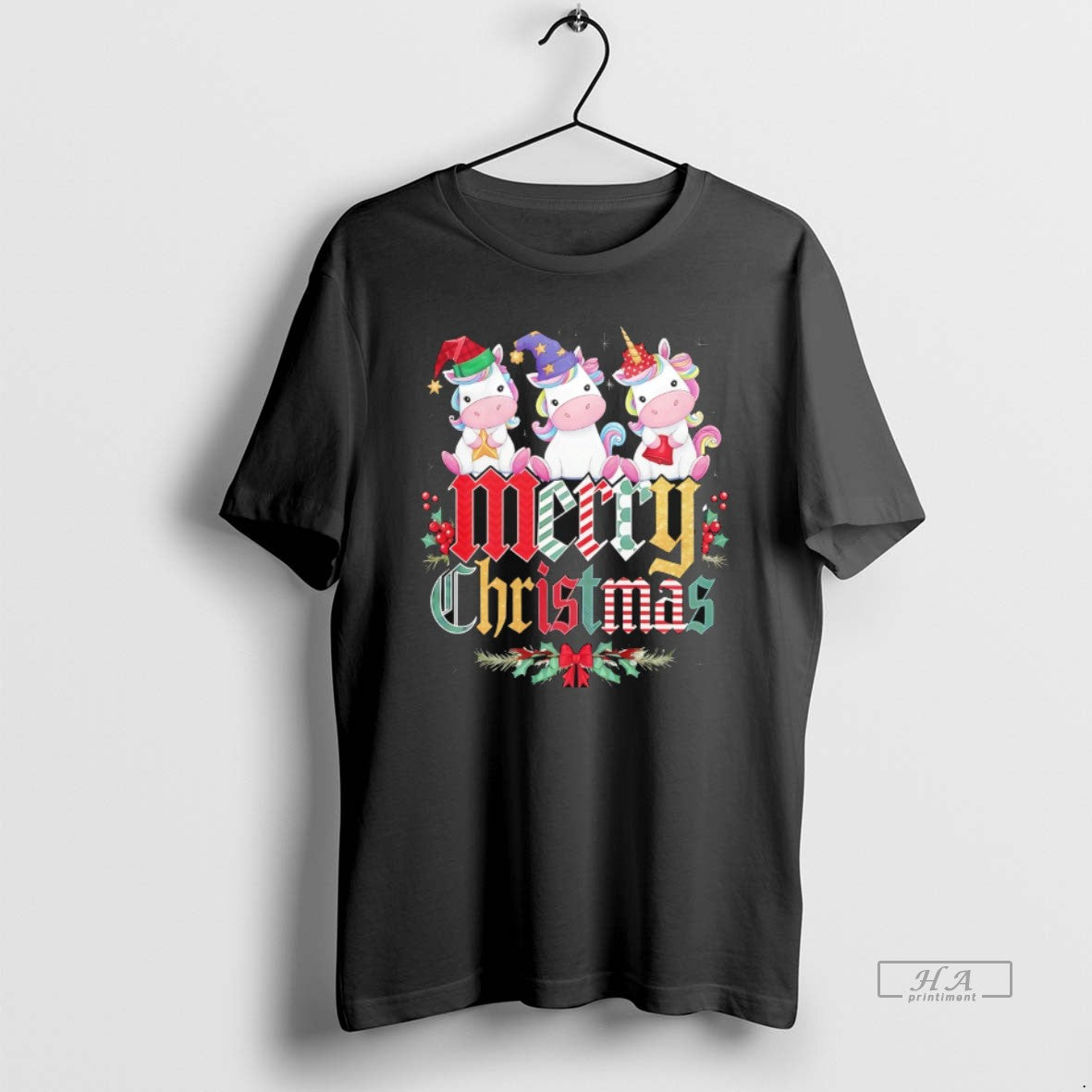 Official Three Cute Unicorns Merry Christmas Festive