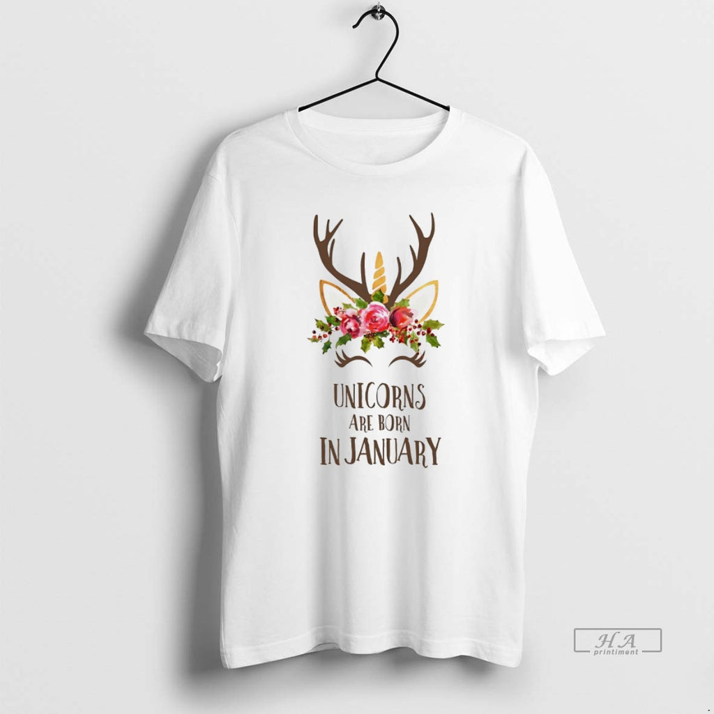 Official Unicorns Are Born In January Antler Flower White