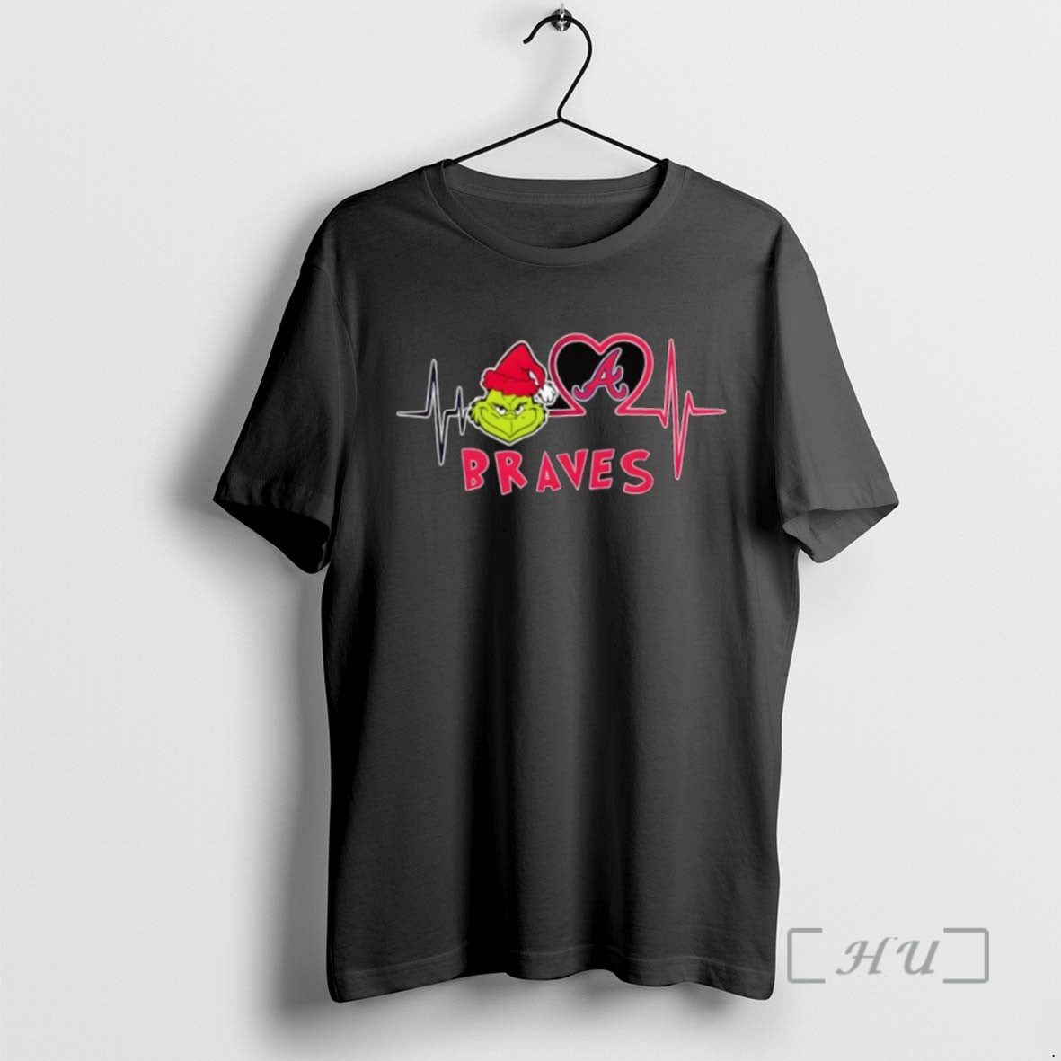 Officials Atlanta Braves X Grinch Santa Heartbeat Love Logo Merry Christmas T Shirt Sweater