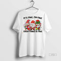 Officials Gnomes Its Fine Im Fine Everything Is Fine Christmas White Graphic Tee Shirt Sweater