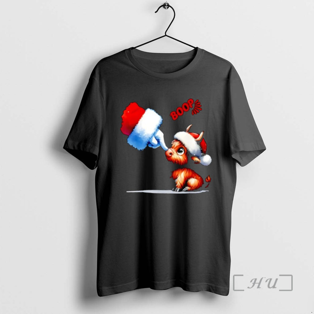 Officials Hand Boop Christmas Highland Cow Santa Farmer Animal Western T Shirt Sweater