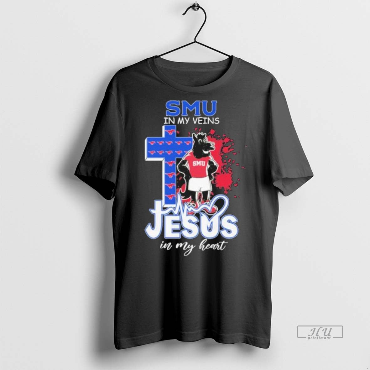 Officials Smu Mustangs In My Veins Jesus In My Heart Tee Shirt Sweater