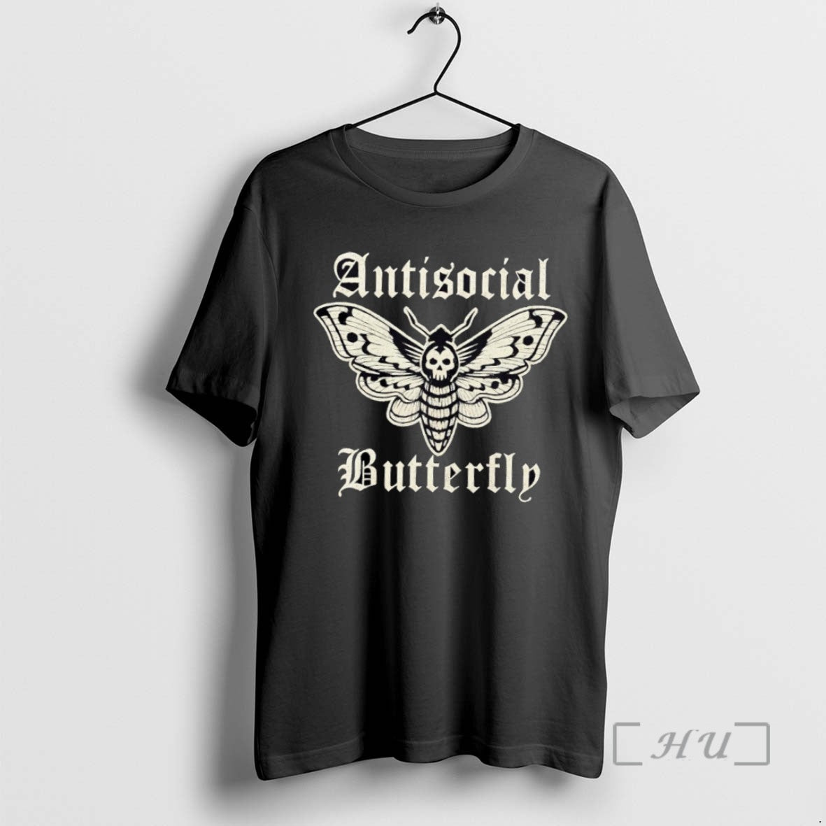 Officials Trending Anti Social Butterfly Gothic Skull Butterfly Tee Shirt Sweater