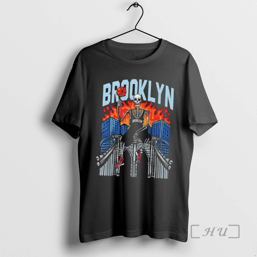 Officials Trending Nice Brooklyn Basketball Skeleton City Fire Tee Shirt Sweater
