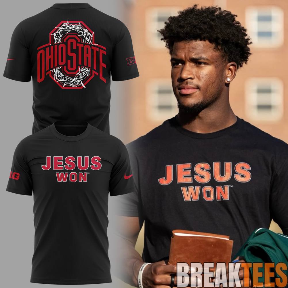 Ohio State Buckeyes JESUS WON Black T-Shirt