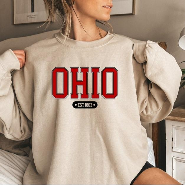 Ohio Vintage University Varsity Football Shirt Cotton Womenswear Football Fan T-Shirts