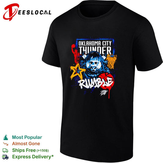 Oklahoma City Thunder Rumble the Bison mascot basketball illustration graphic shirt