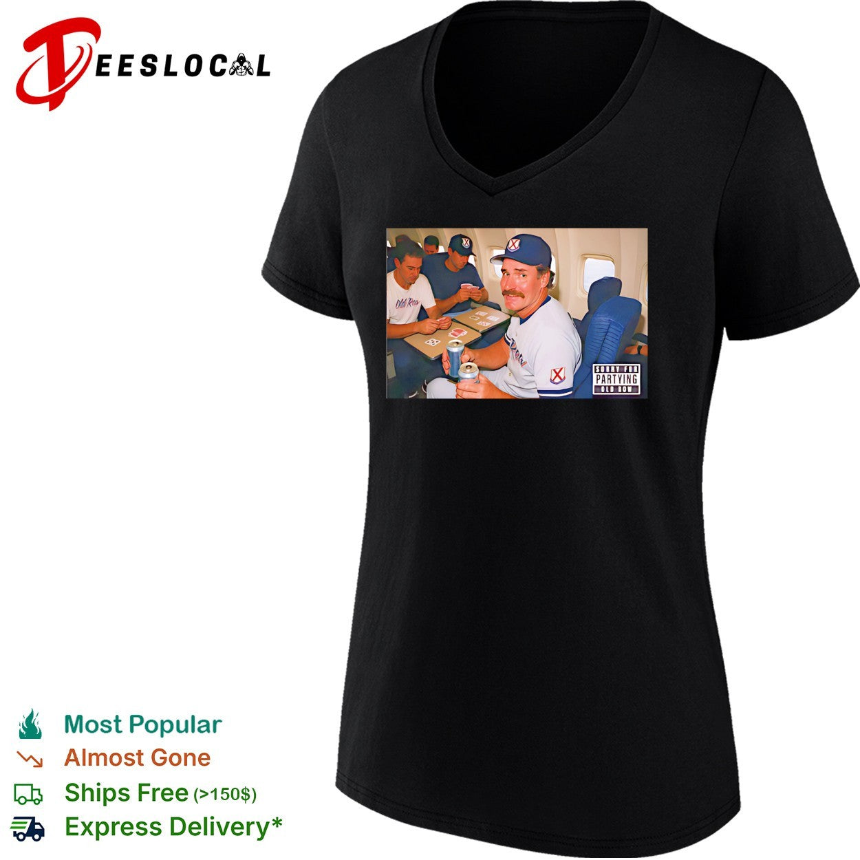 Old Row sorry for partying baseball player plane vintage photo shirt
