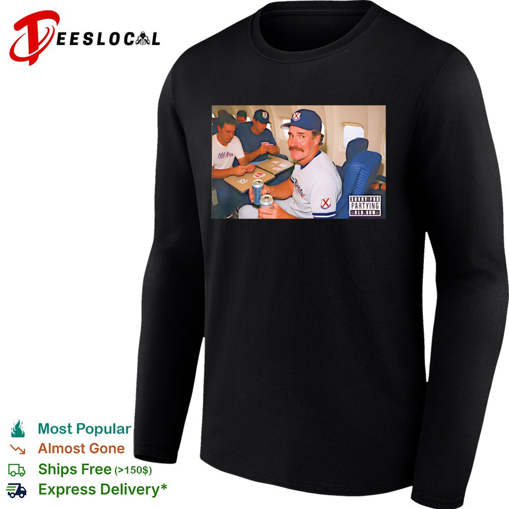 Old Row sorry for partying baseball player plane vintage photo shirt