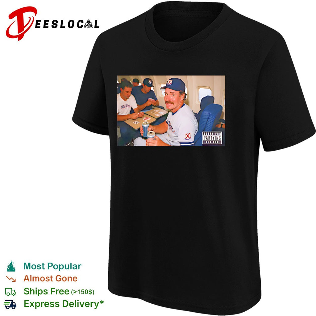 Old Row sorry for partying baseball player plane vintage photo shirt
