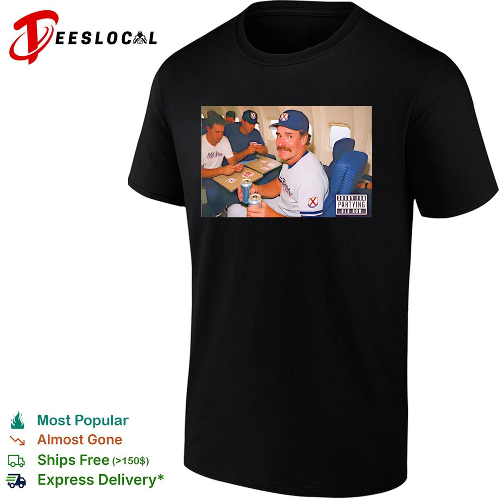 Old Row sorry for partying baseball player plane vintage photo shirt
