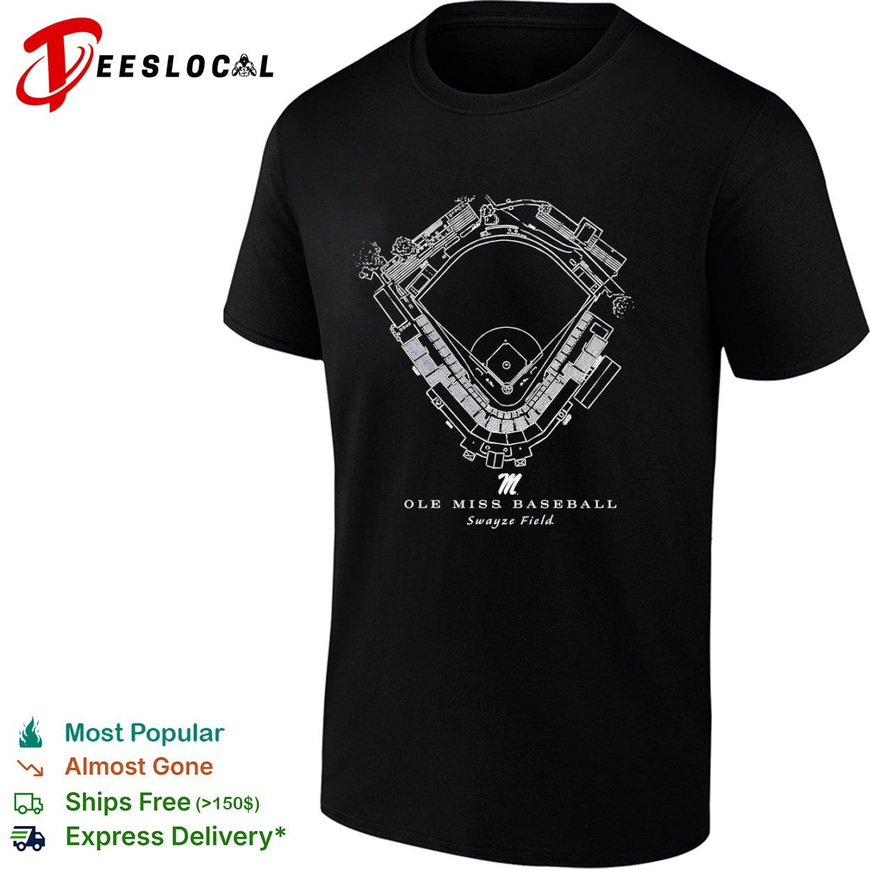 Ole Miss Rebels Baseball Swayze Field Schematic Diagram University of Mississippi shirt