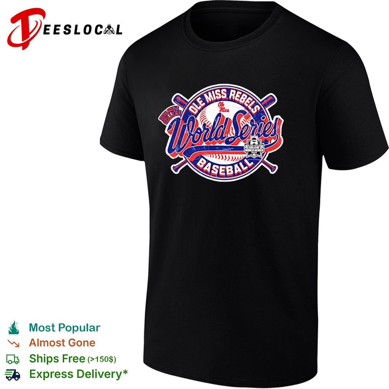 Ole Miss Rebels Men’s College World Series 2026 baseball shirt