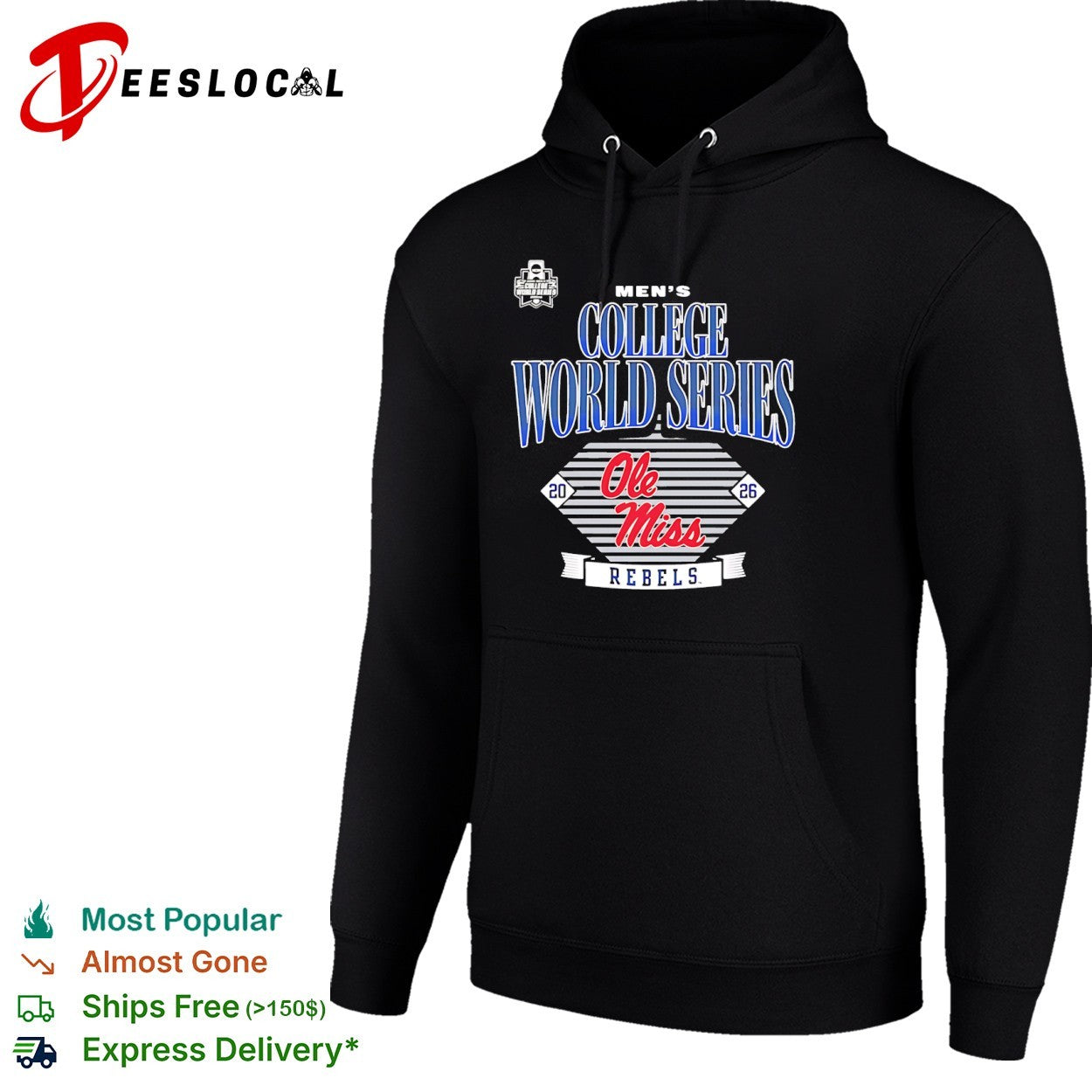 Ole Miss Rebels mens College World Series 2026 diamond shirt
