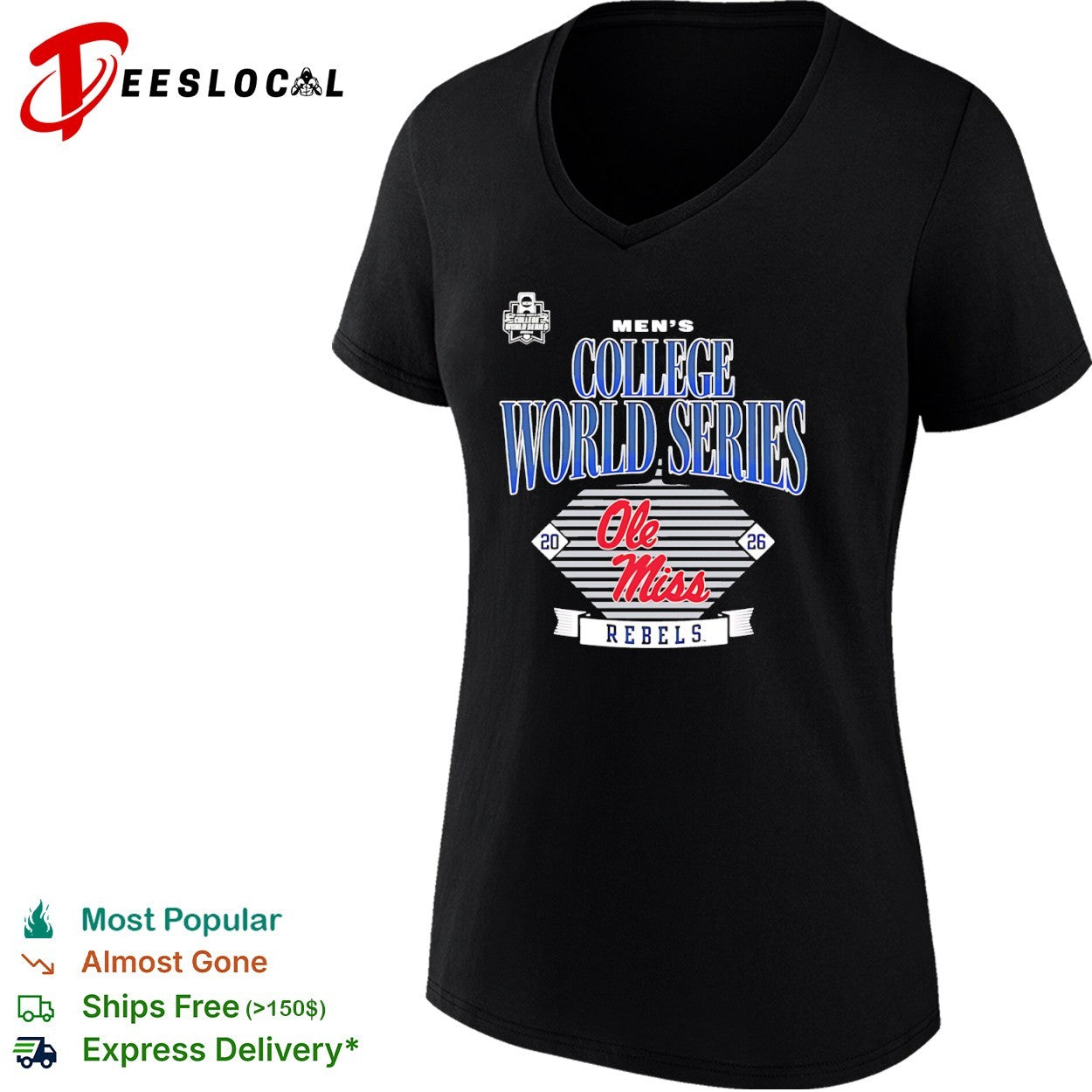 Ole Miss Rebels mens College World Series 2026 diamond shirt