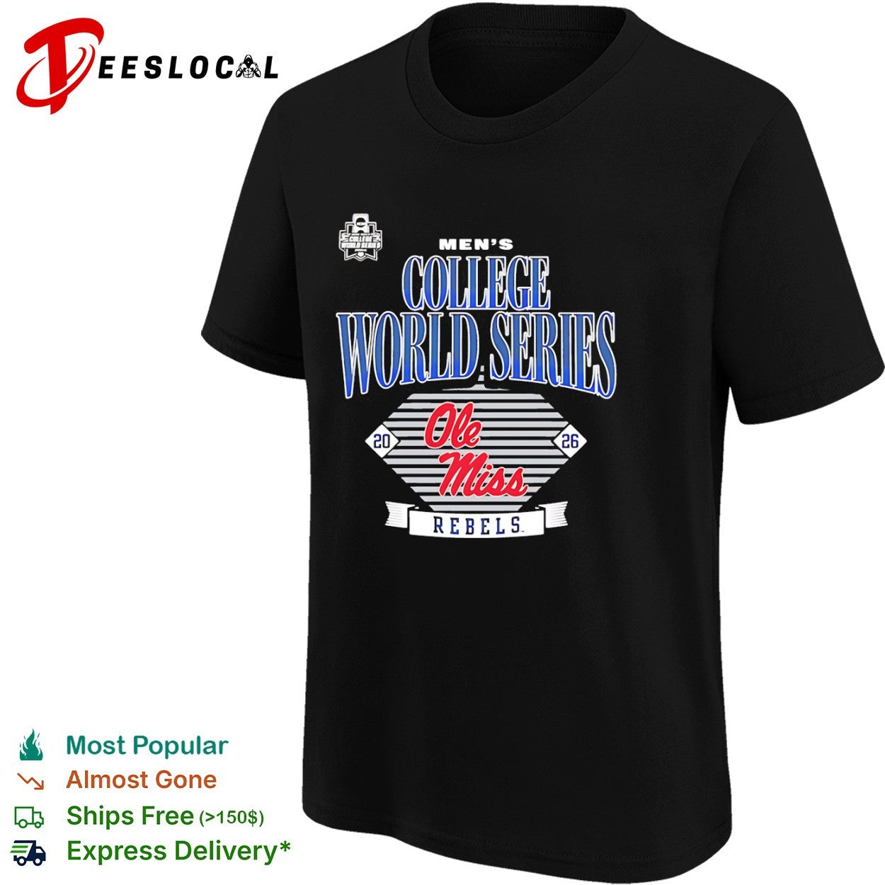 Ole Miss Rebels mens College World Series 2026 diamond shirt