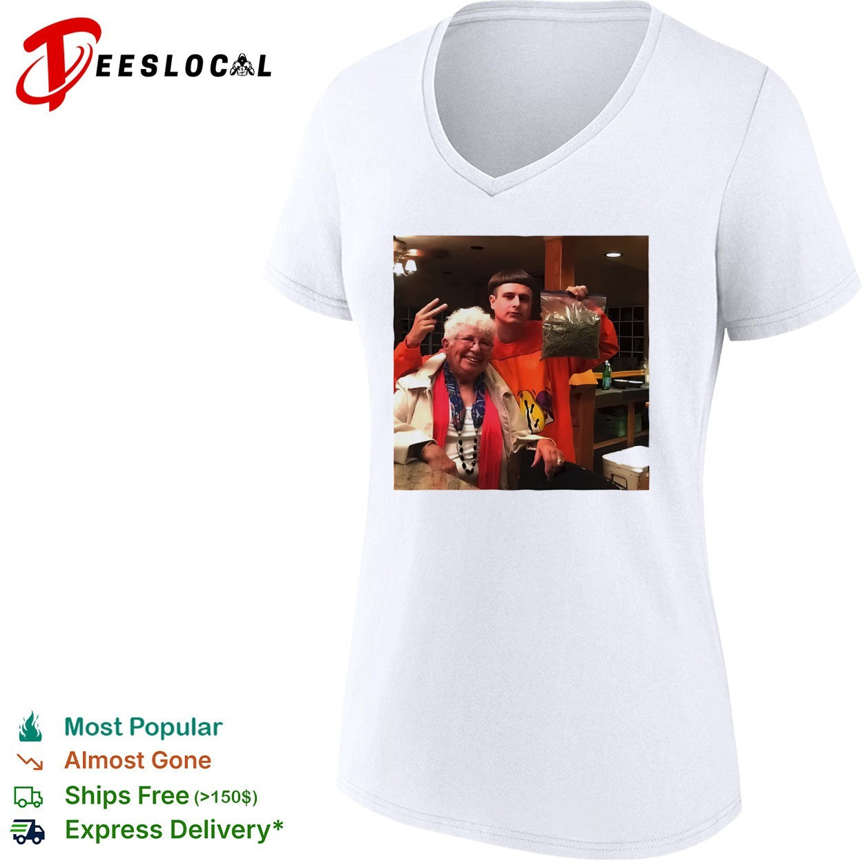 Oliver Tree with Grandma Marijuana Sack Viral Internet Meme Celebrity Photo shirt